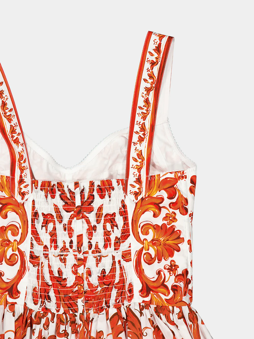 Orange Majolica-Print Long Poplin Dress - Image 7