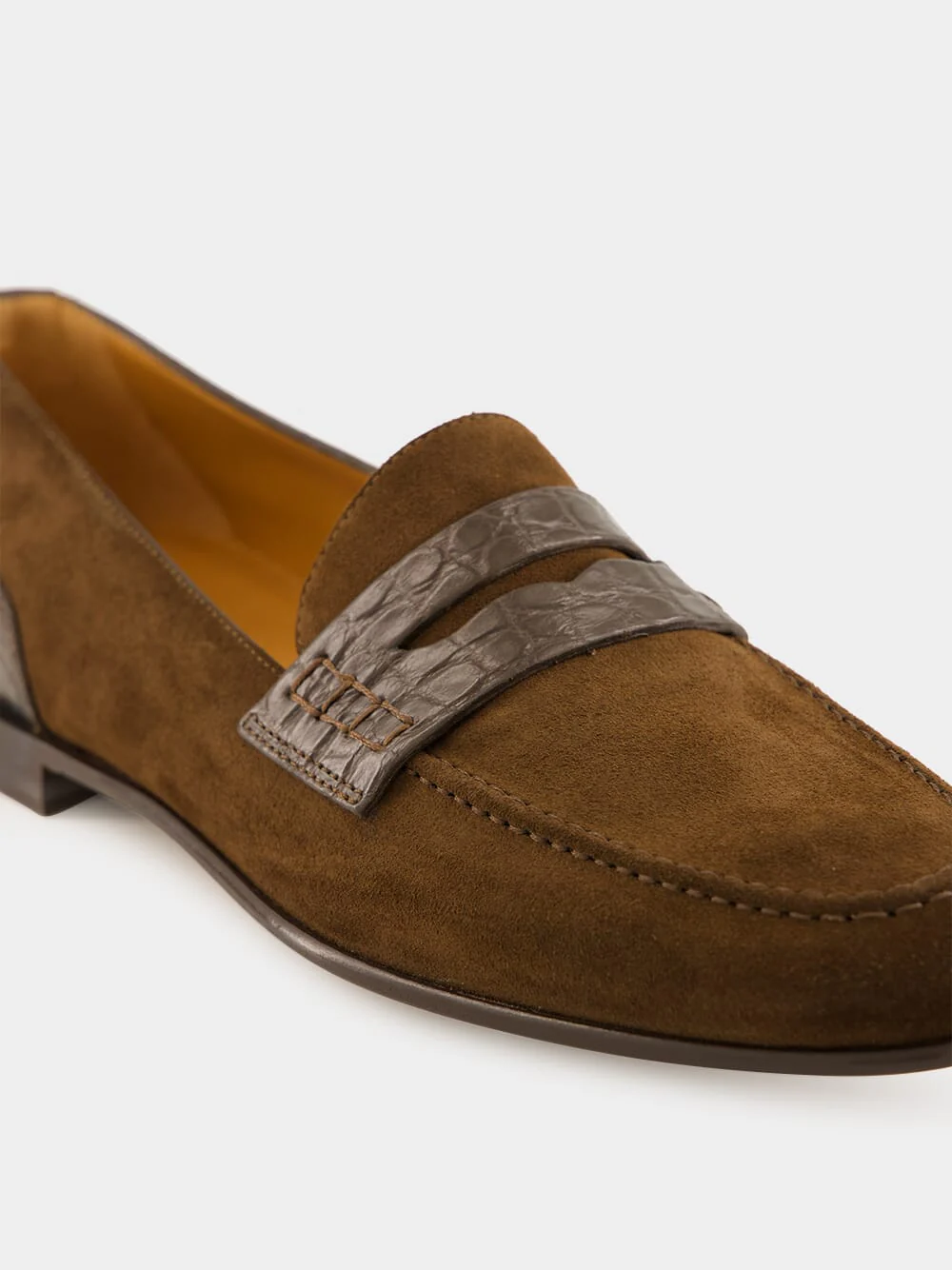 Ebony Brown Calfskin-Alligator Loafers - Image 7