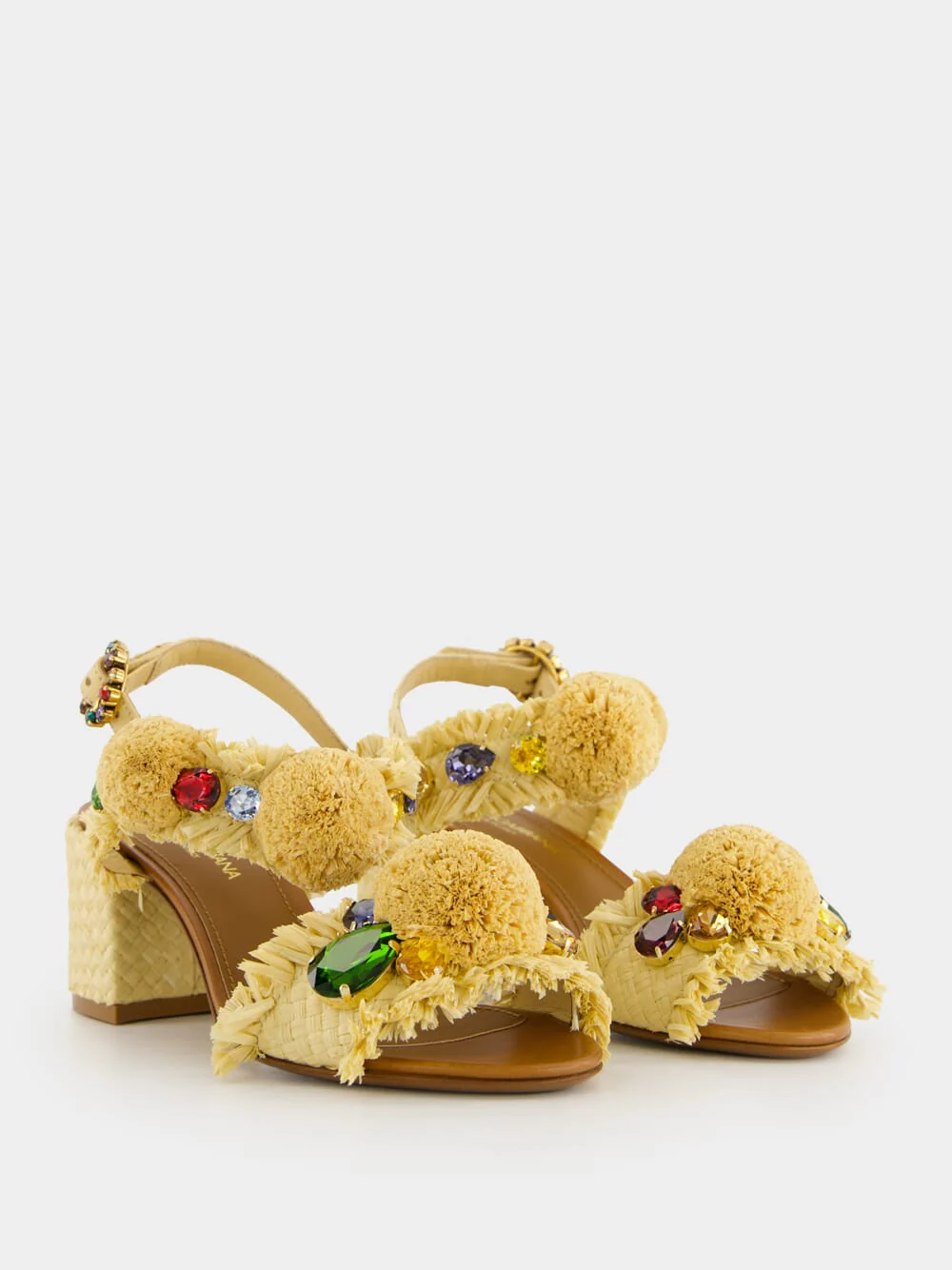 Embroidered Raffia Sandals - Image 3