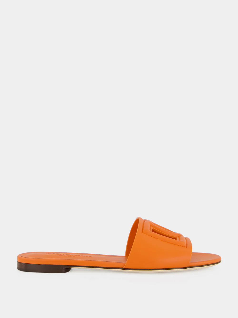 Orange DG Logo Calfskin Slides