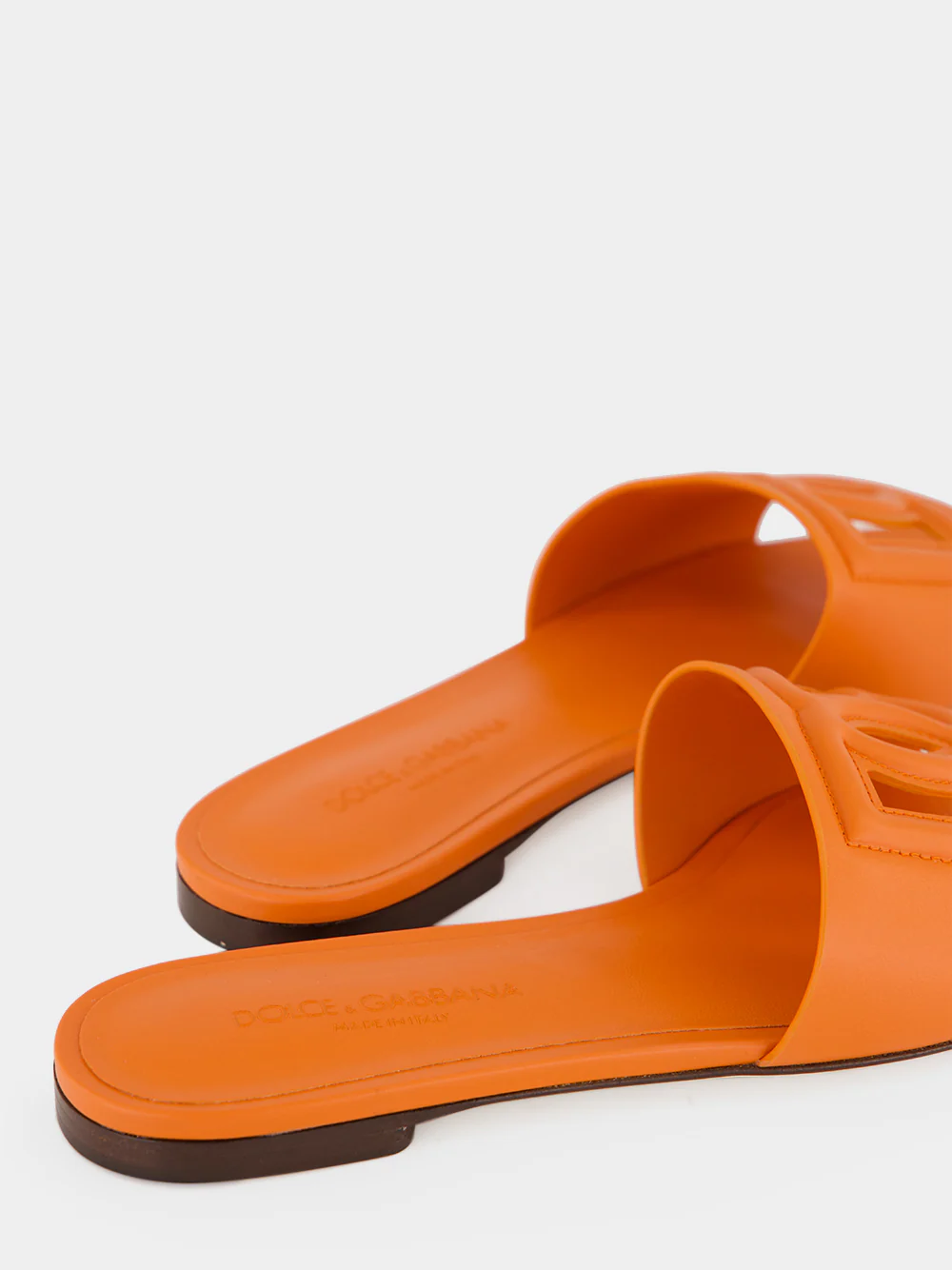 Orange DG Logo Calfskin Slides - Image 6