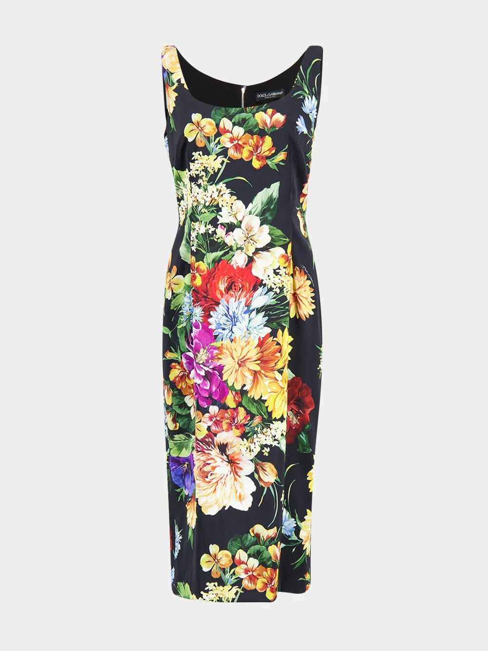 Floral Print Fitted Satin Dress