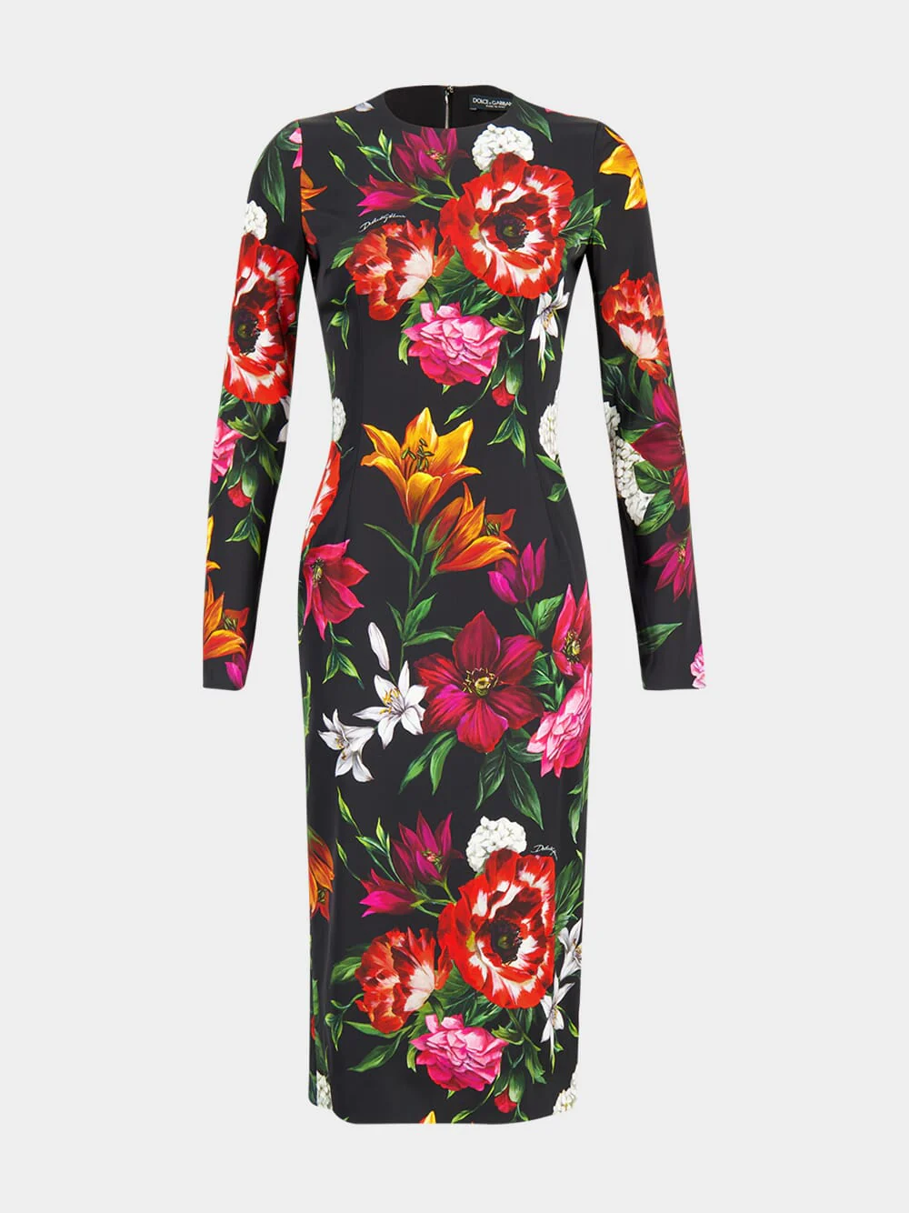 Floral Print Long-Sleeve Satin Dress - Image 2