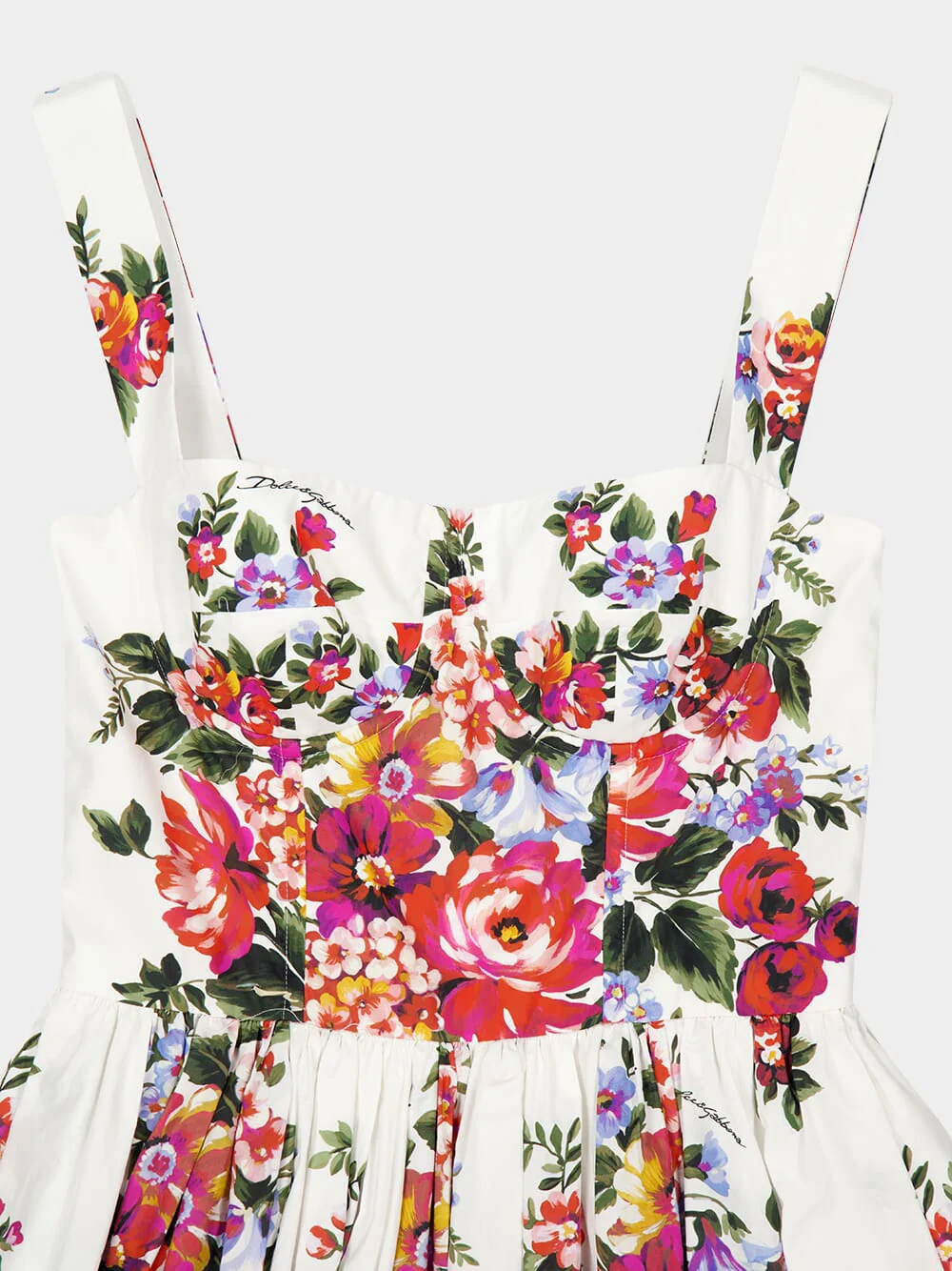 Flower Bouquet Cotton Midi Dress - Image 5