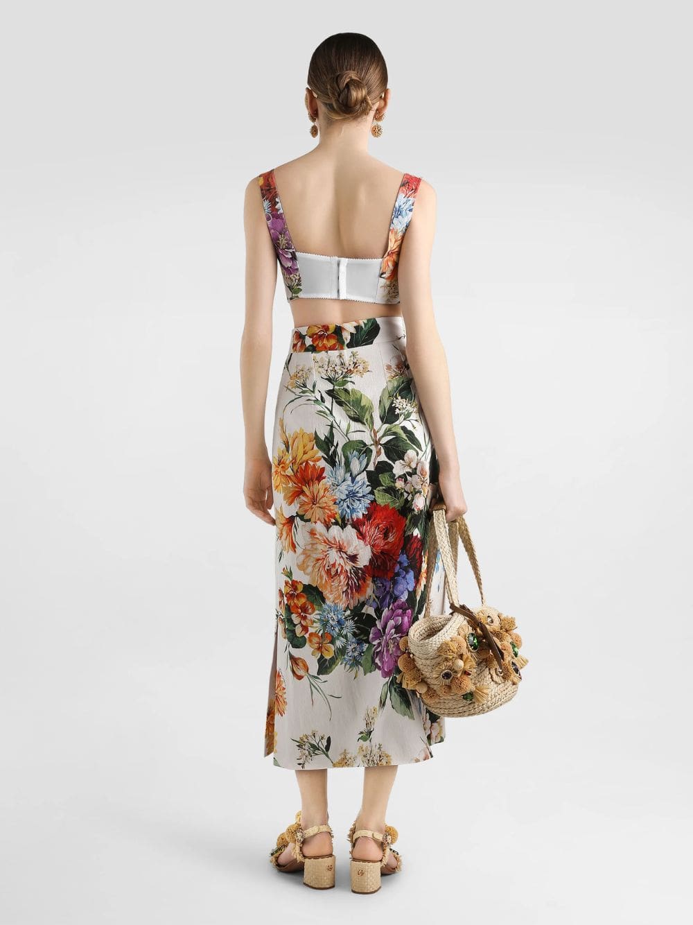 Flower Bouquet-Print Midi Skirt - Image 3