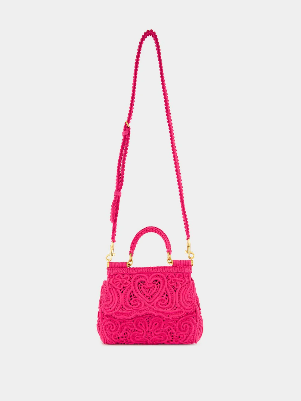 Fuxia Lace Cotton Top Handle Bag - Image 2