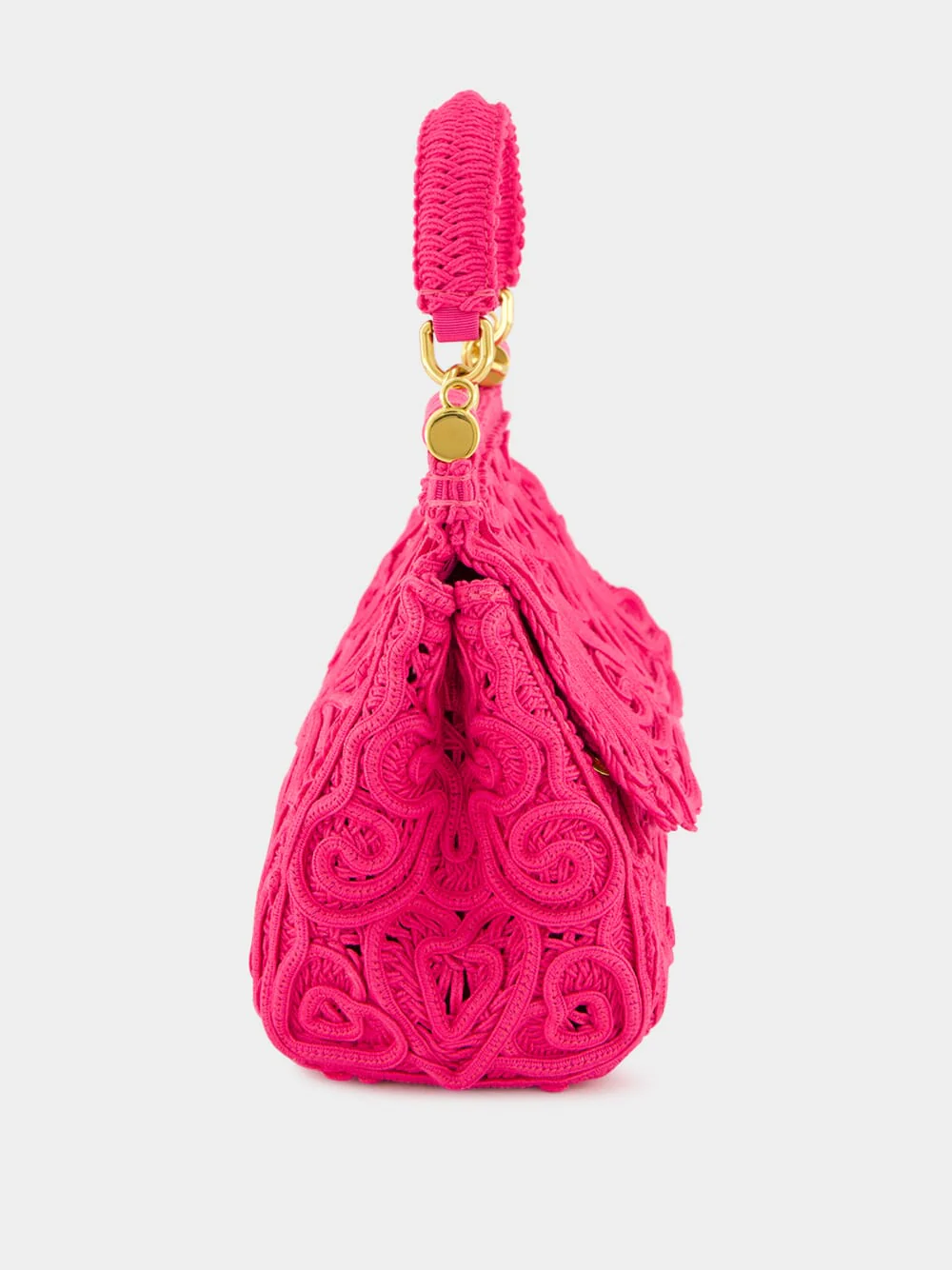 Fuxia Lace Cotton Top Handle Bag - Image 4
