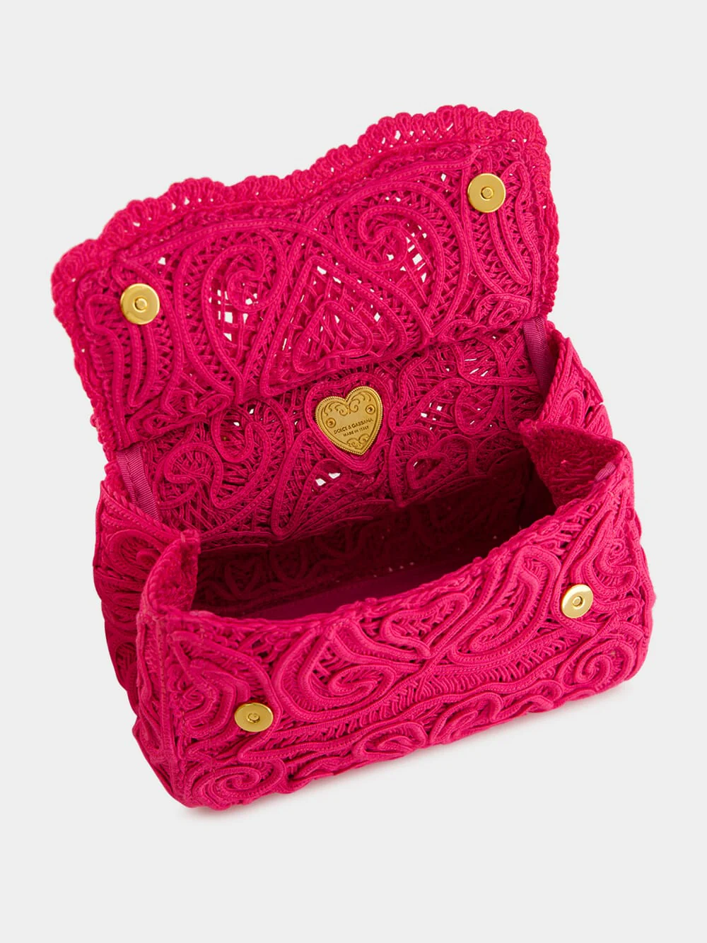 Fuxia Lace Cotton Top Handle Bag - Image 6