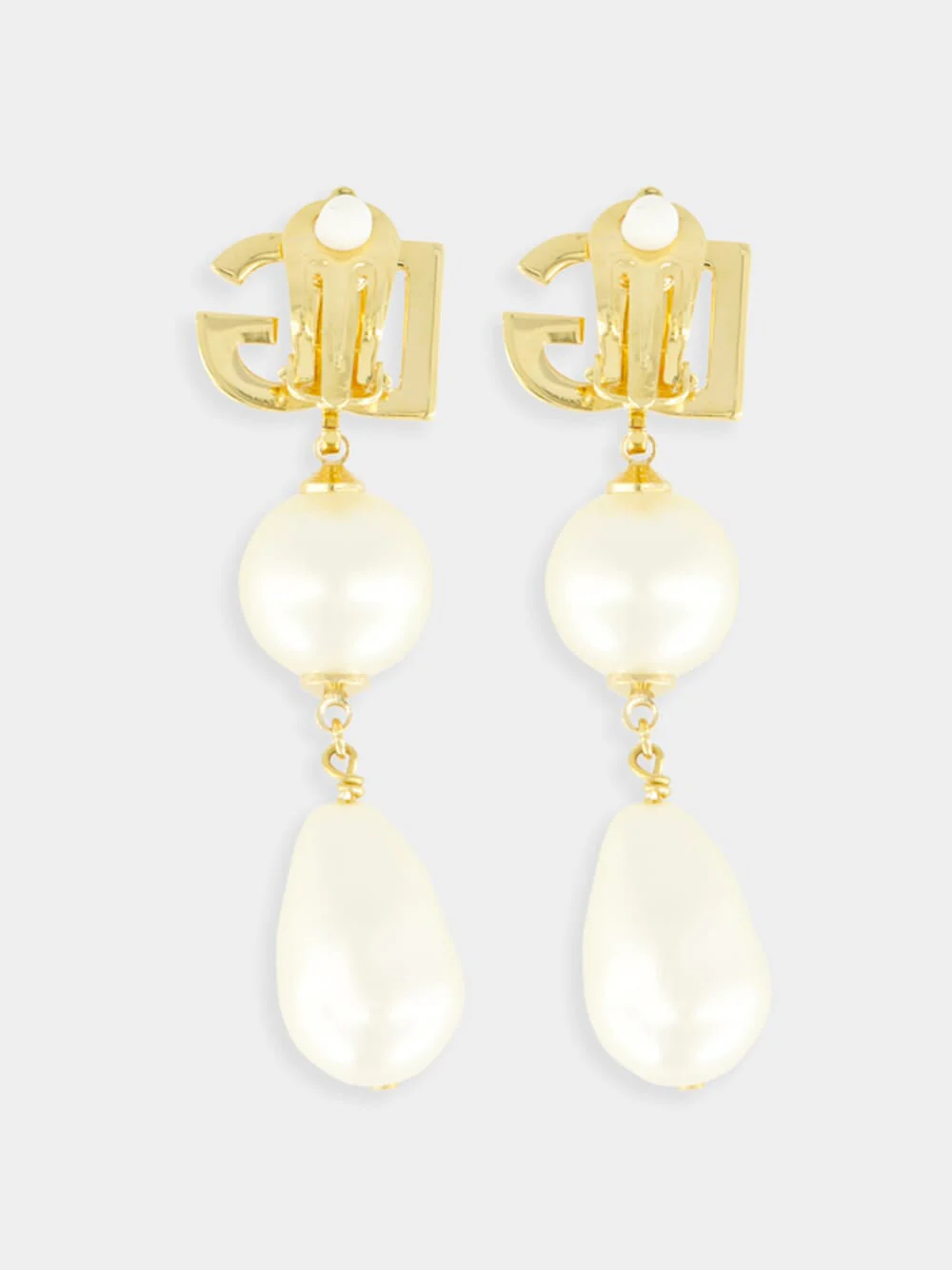 Gold Drop Earrings with DG Logo and Teardrop Accents - Image 8