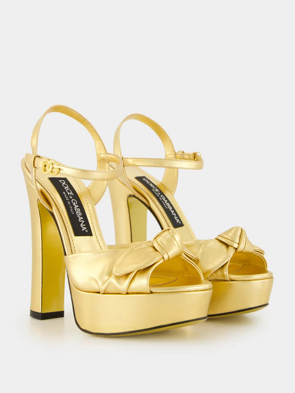 Gold Mordoré Nappa Leather Platform Sandals - Image 3
