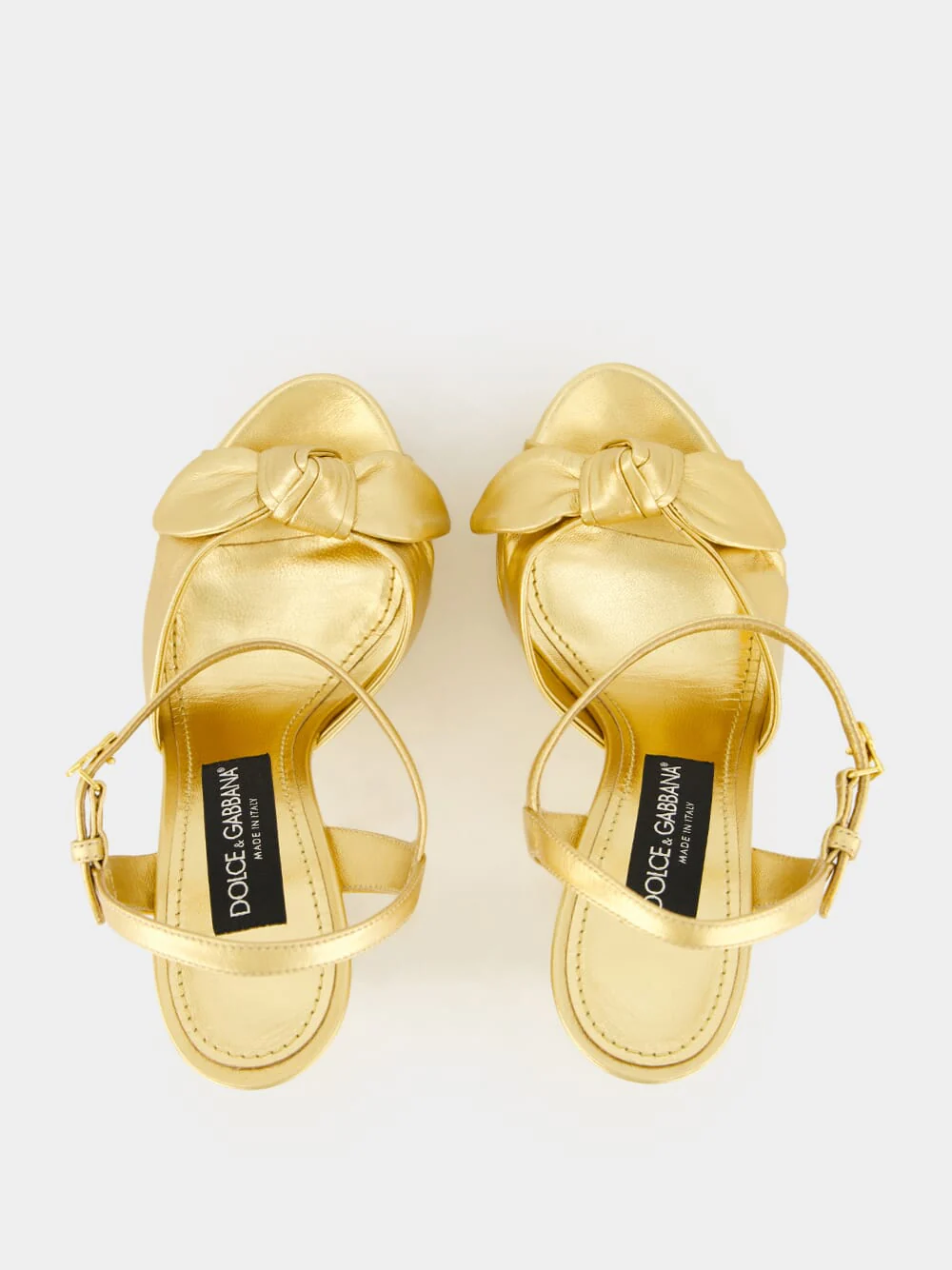 Gold Mordoré Nappa Leather Platform Sandals - Image 4