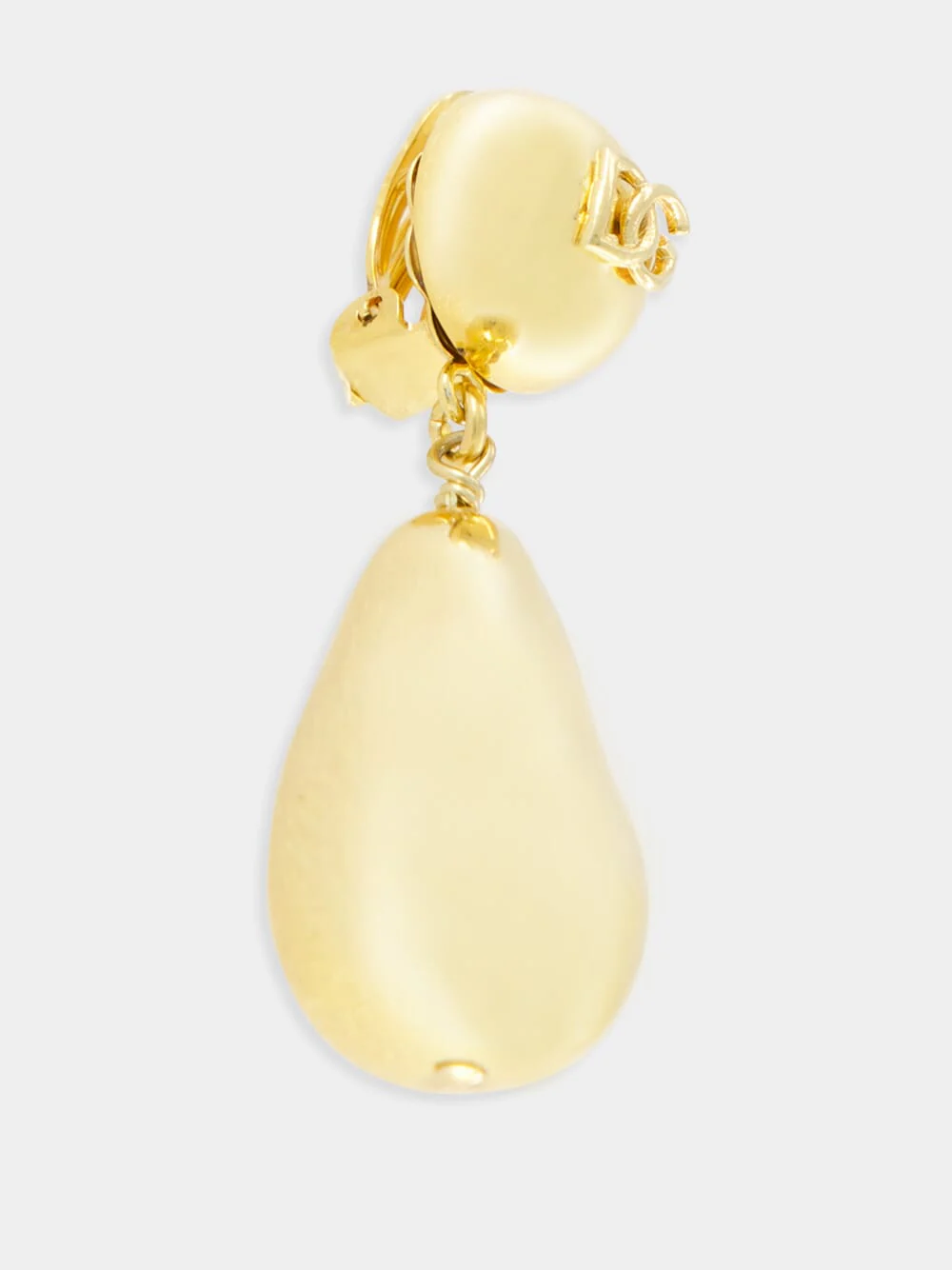 Gold Teardrop Earrings with DG Logo - Image 3