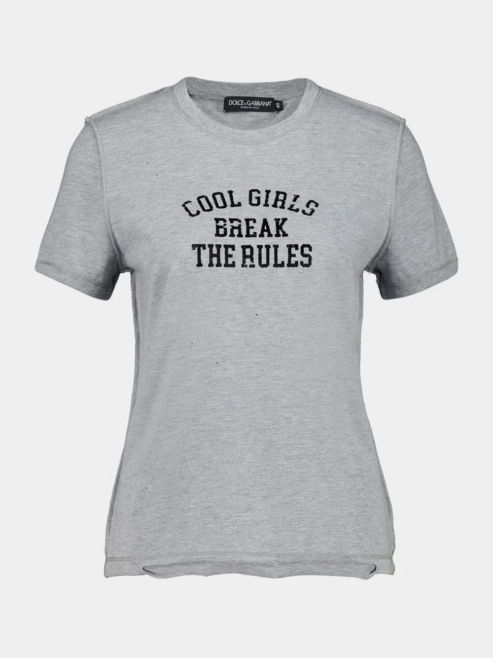 Grey Distressed Jersey T-Shirt with Print