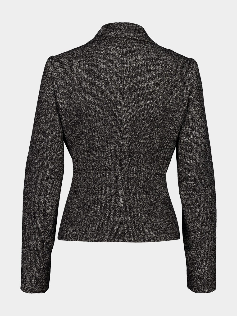 Grey Dotted Wool Single-Breasted Jacket - Image 2