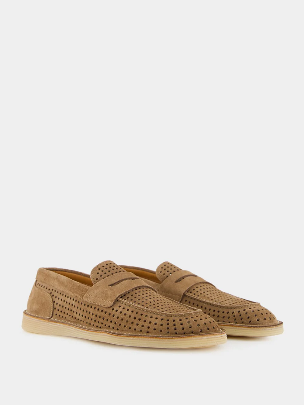 Hazelnut Perforated Calfskin Loafers - Image 10