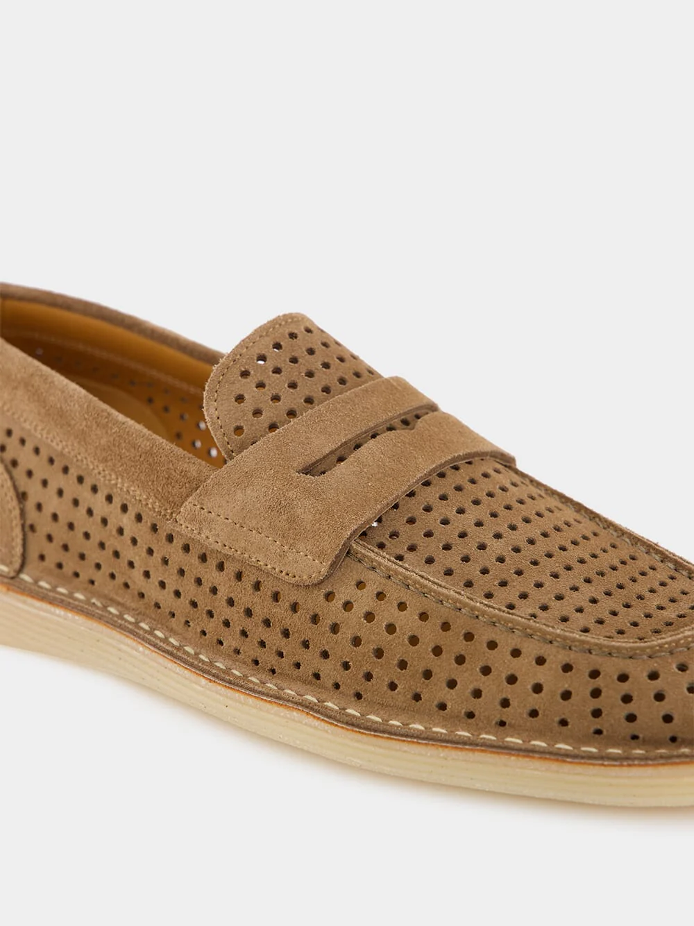 Hazelnut Perforated Calfskin Loafers - Image 14