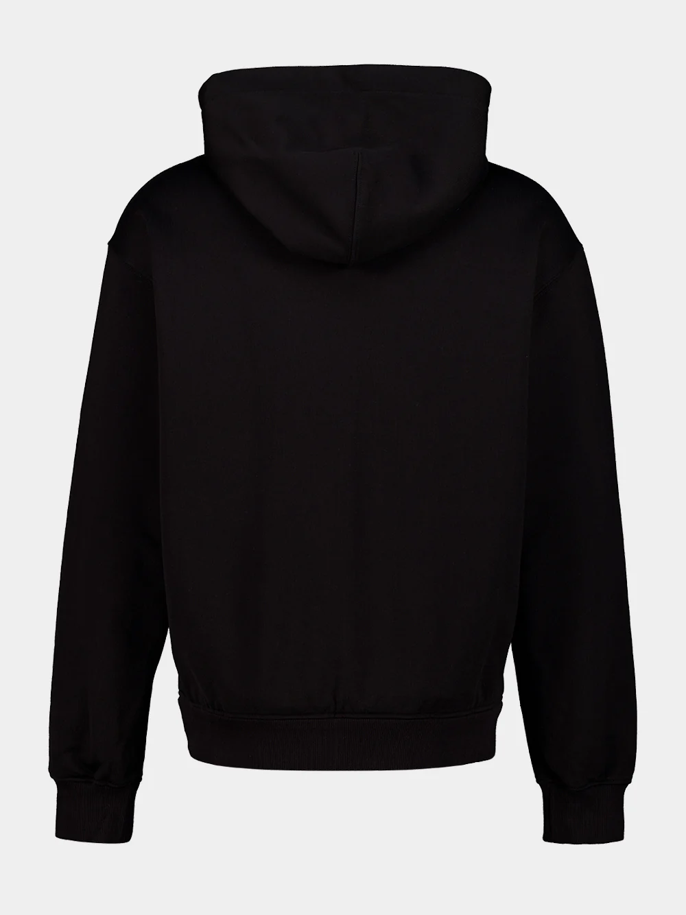 Black Cotton Zip-Up Hooded Sweatshirt - Image 2