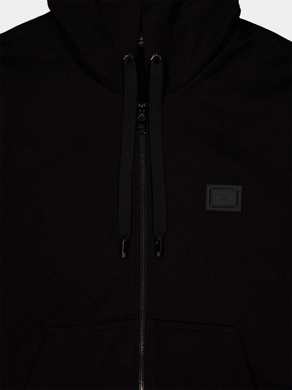 Black Cotton Zip-Up Hooded Sweatshirt - Image 3