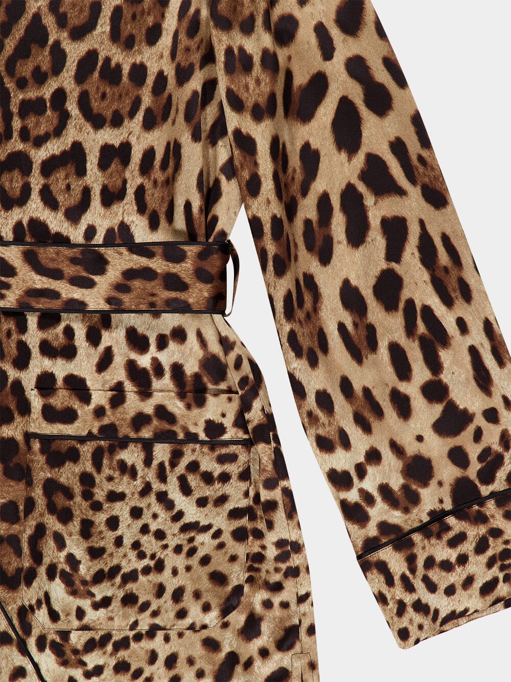 Leopard-Print Satin Pajama Shirt with Belt - Image 6