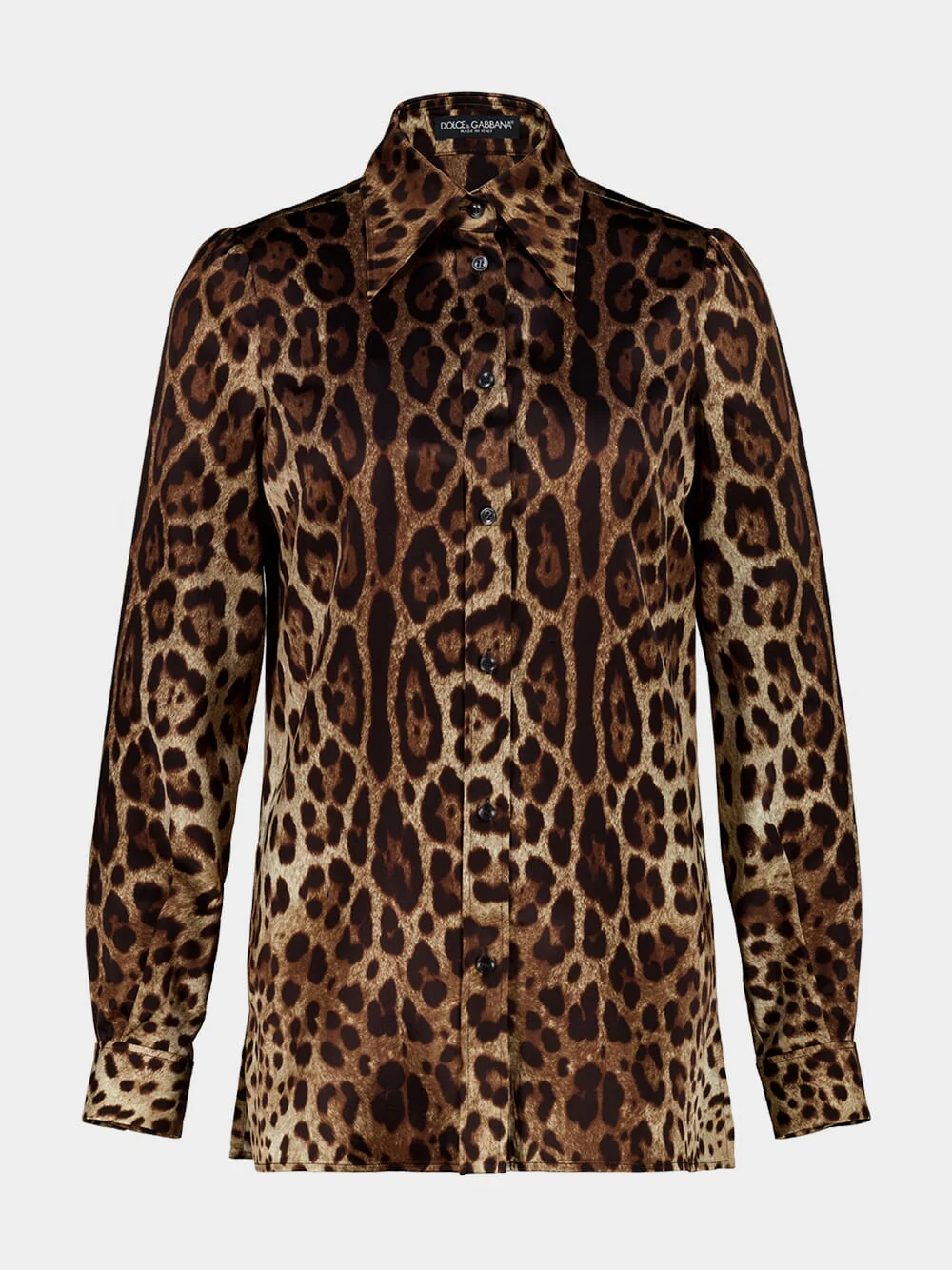 Leopard-Print Silk Satin Shirt