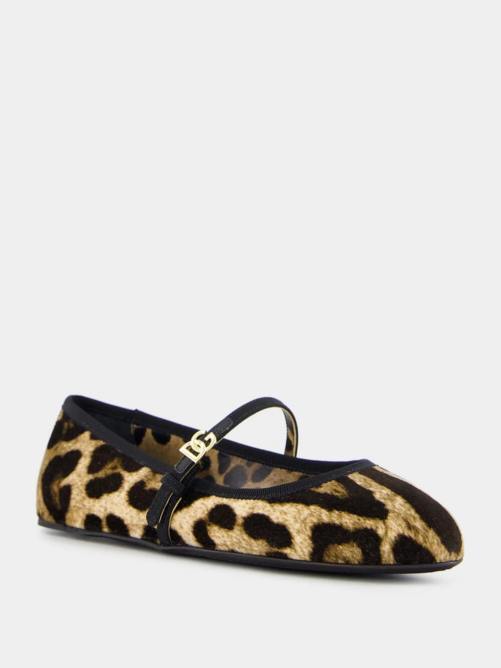 Leopard-Print Velvet Ballet Flats with DG Logo - Image 2