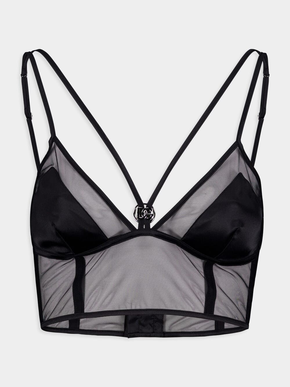 Logo-Plaque Semi-Sheer Bustier Top