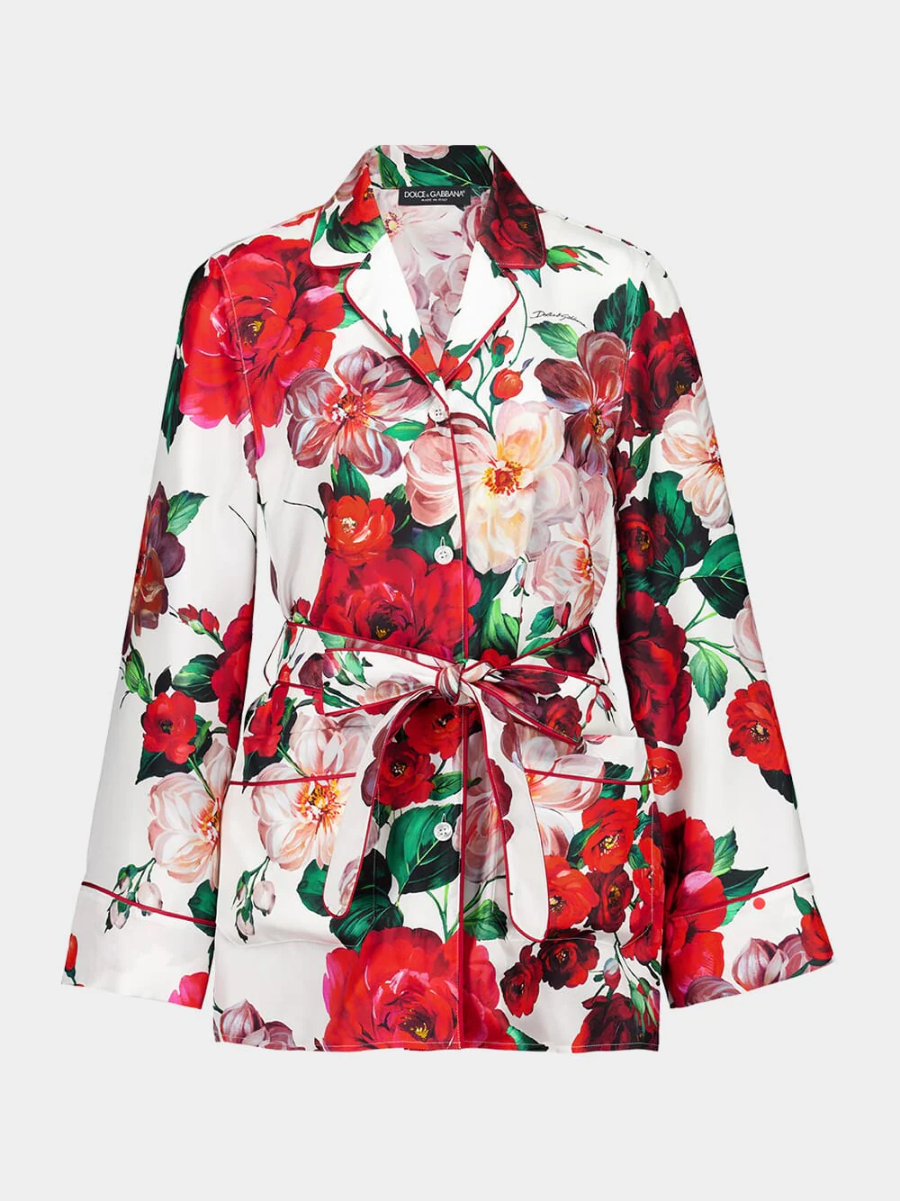 Long-Sleeved Rose Print Pajama Shirt