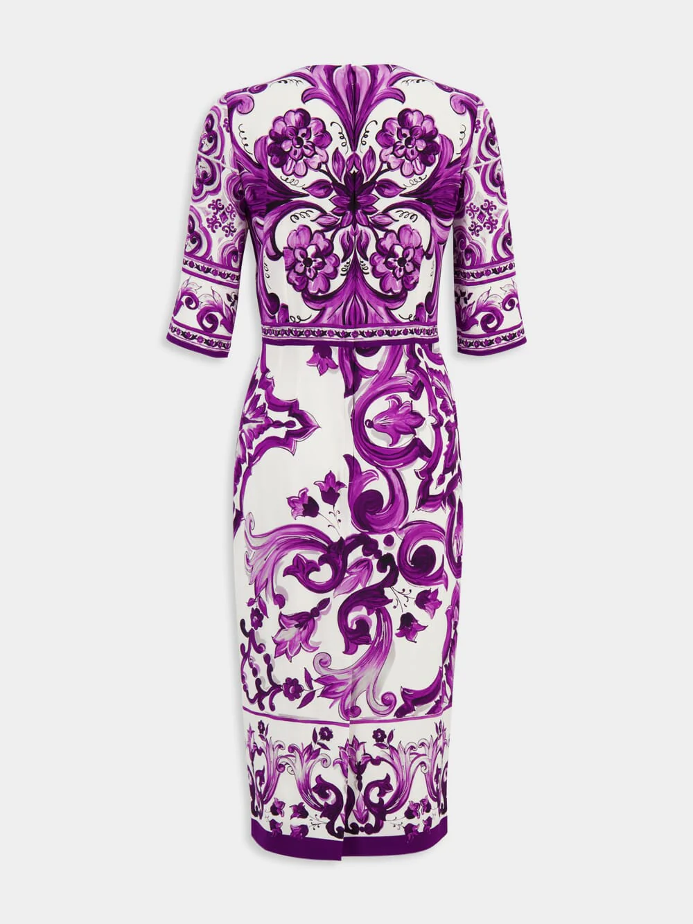Majolica-Print Fitted Charmeuse Dress - Image 3