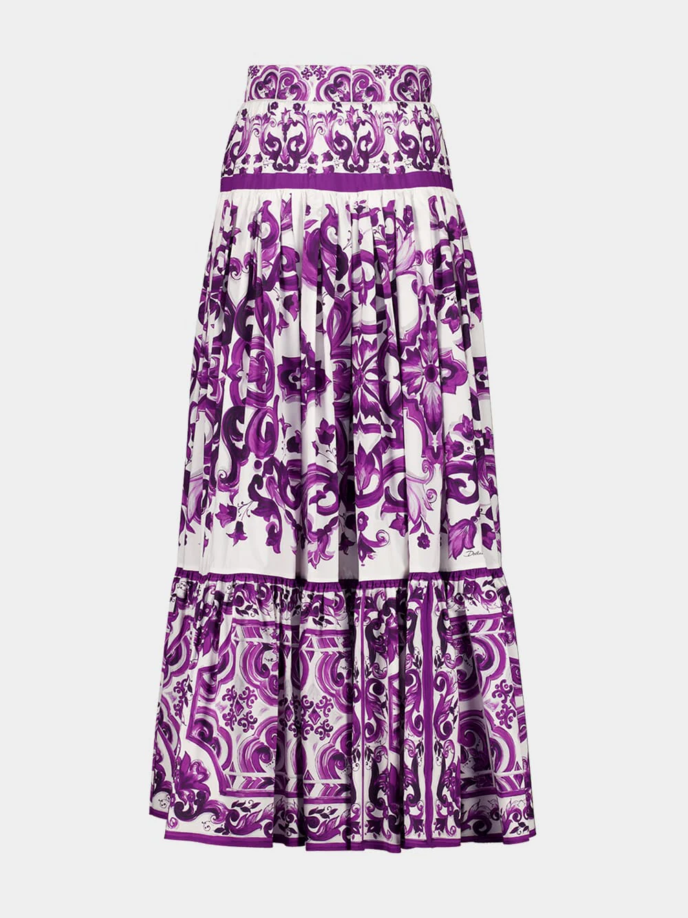 Majolica-Print Flounced Long Skirt - Image 2