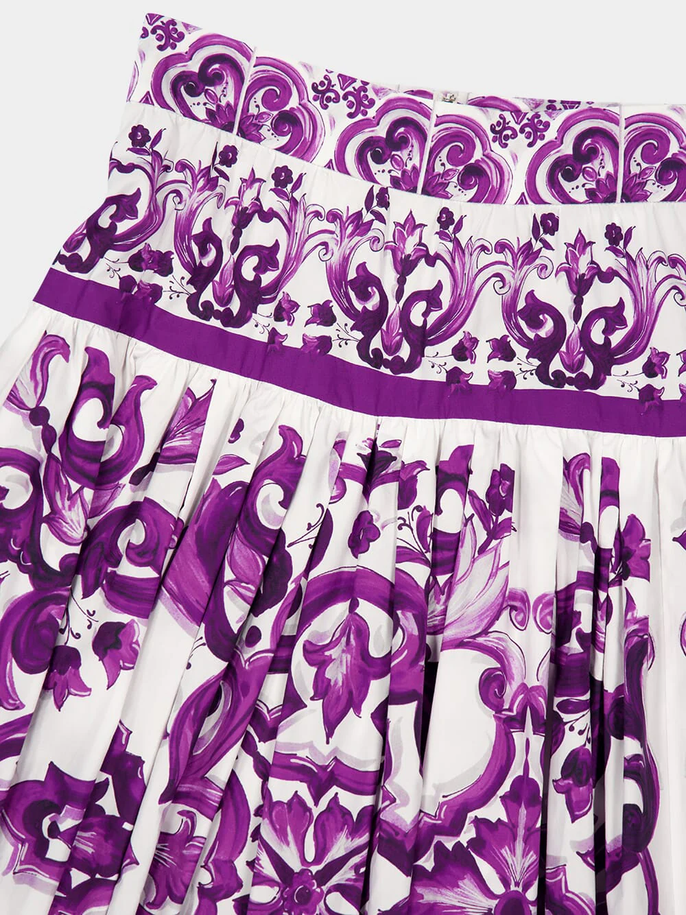 Majolica-Print Flounced Long Skirt - Image 5