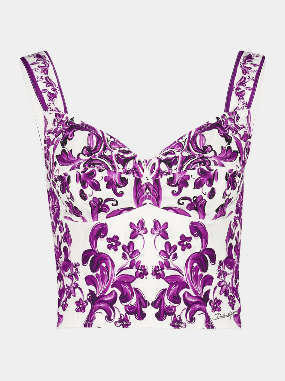 Majolica-Print Poplin Bustier Top