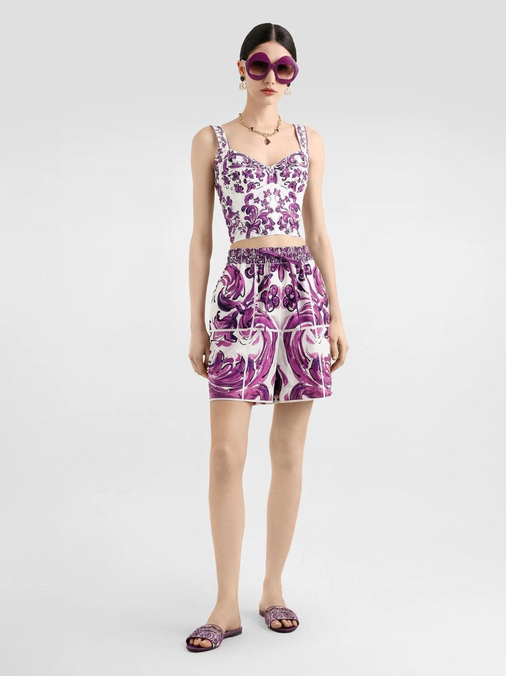 Majolica-Print Poplin Bustier Top - Image 2