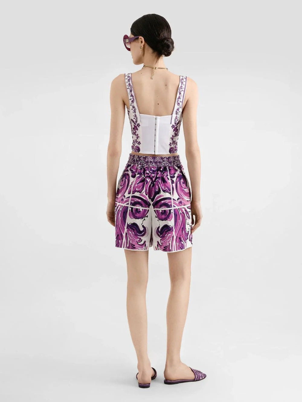Majolica-Print Poplin Bustier Top - Image 4
