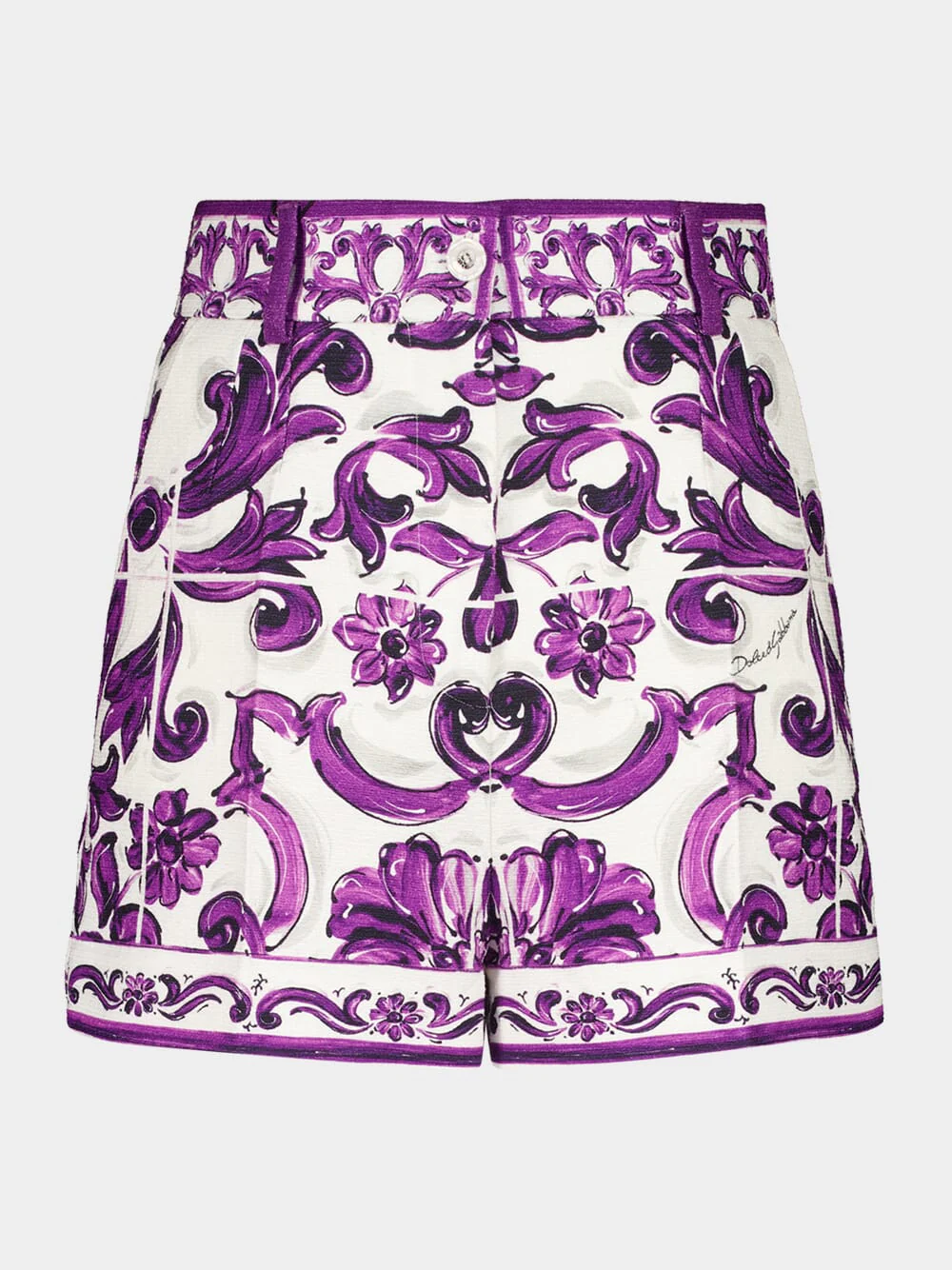 Majolica-Print Relaxed Fit Cotton Shorts