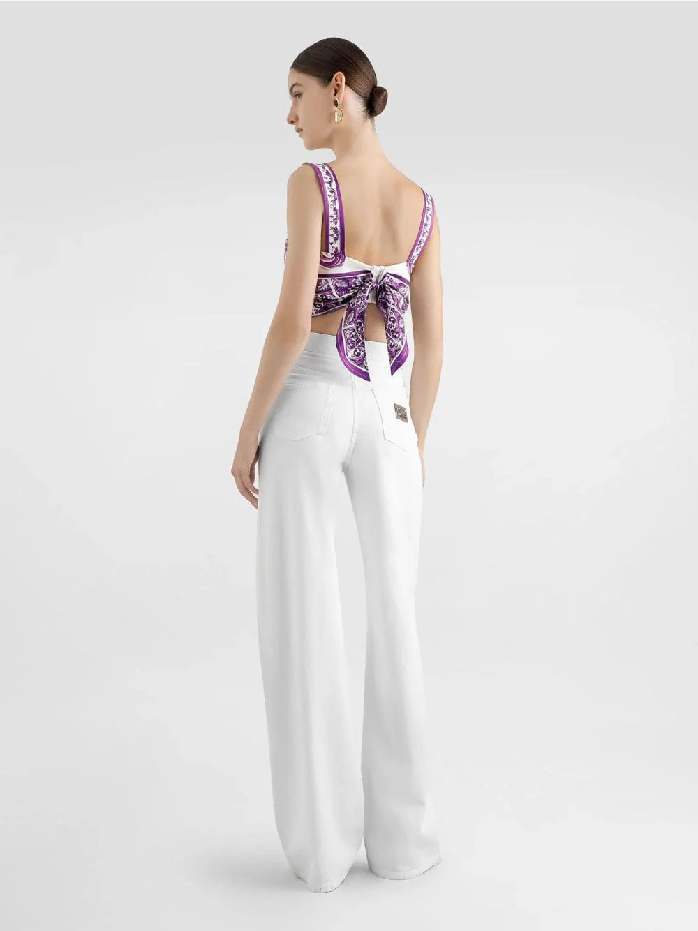 Majolica-Print Silk Foulard Top - Image 3