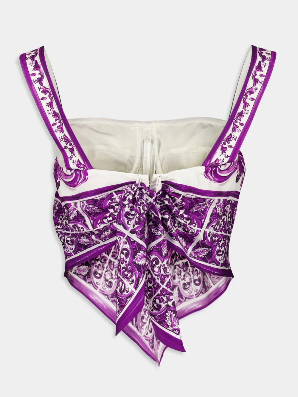 Majolica-Print Silk Foulard Top - Image 4
