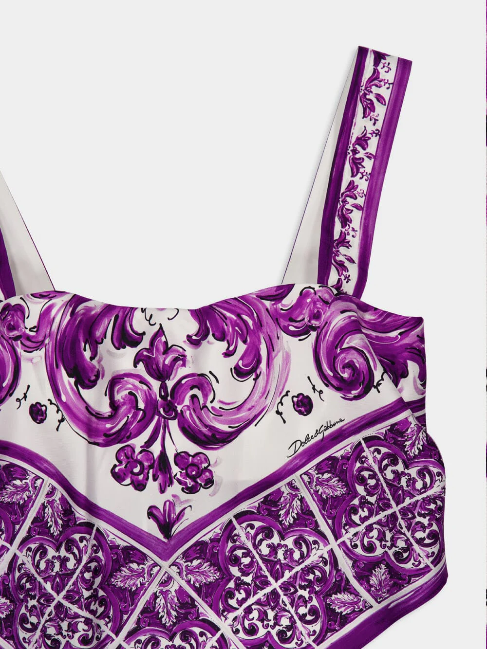 Majolica-Print Silk Foulard Top - Image 5