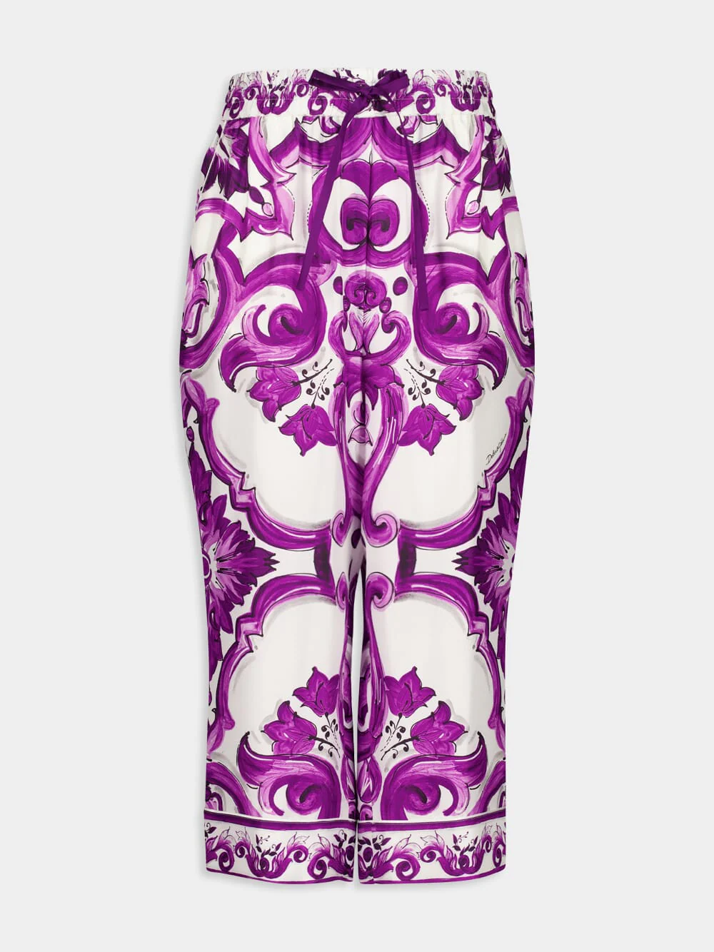Majolica-Print Silk Wide-Leg Culottes