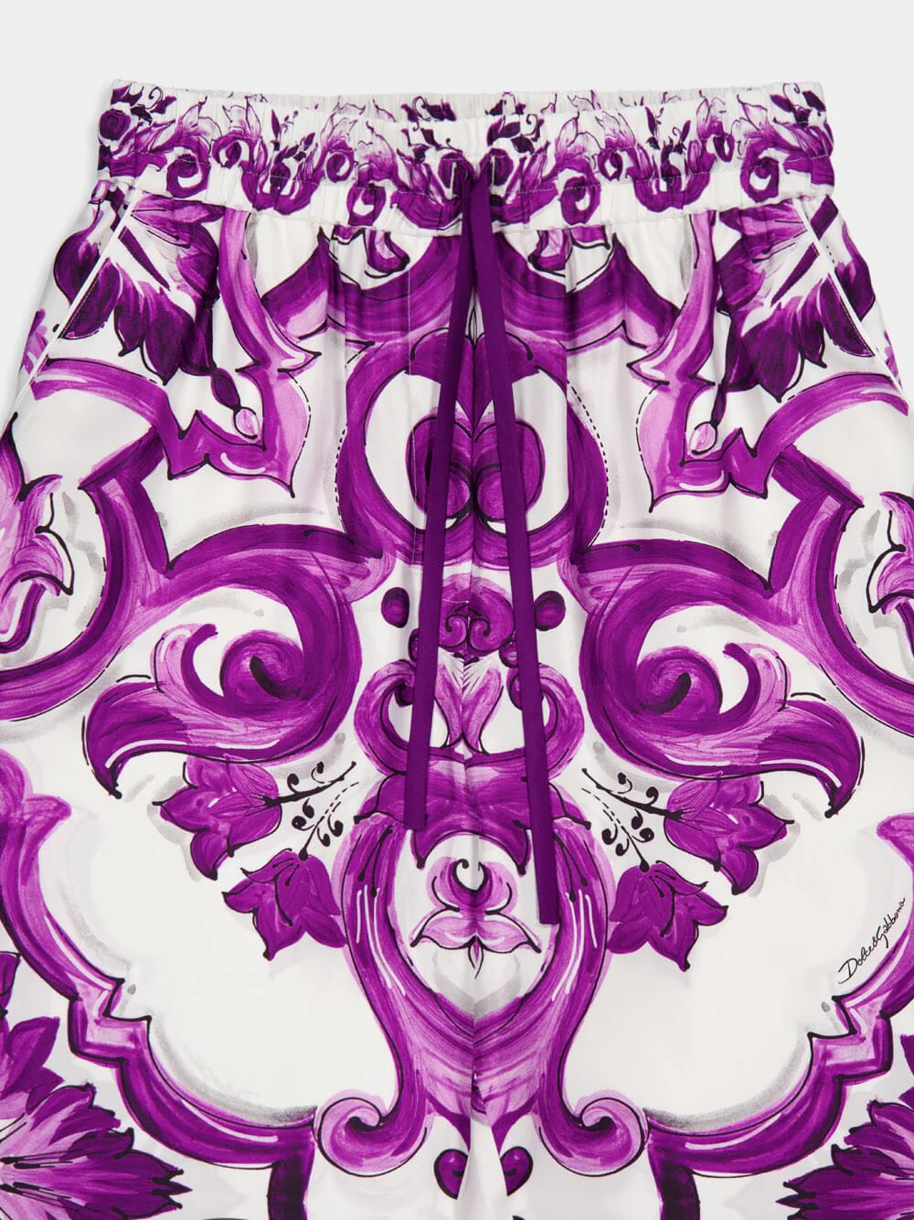 Majolica-Print Silk Wide-Leg Culottes - Image 3