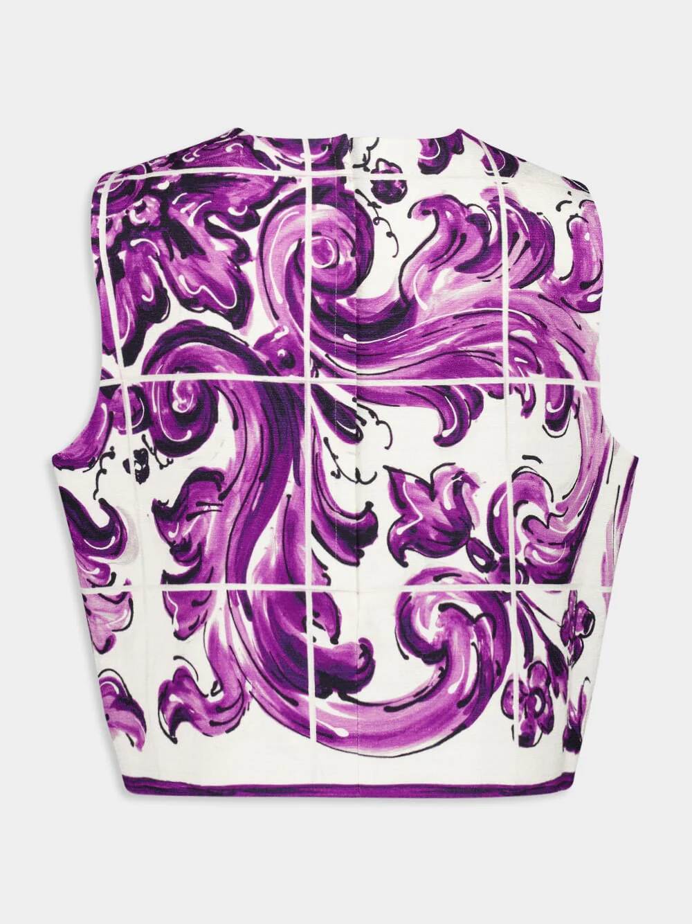 Majolica-Print Sleeveless Mat Top - Image 3