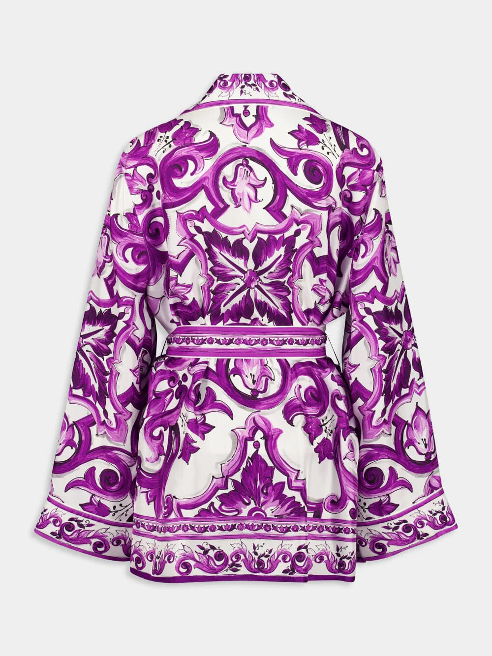 Majolica-Print Twill Shirt with Belt - Image 3