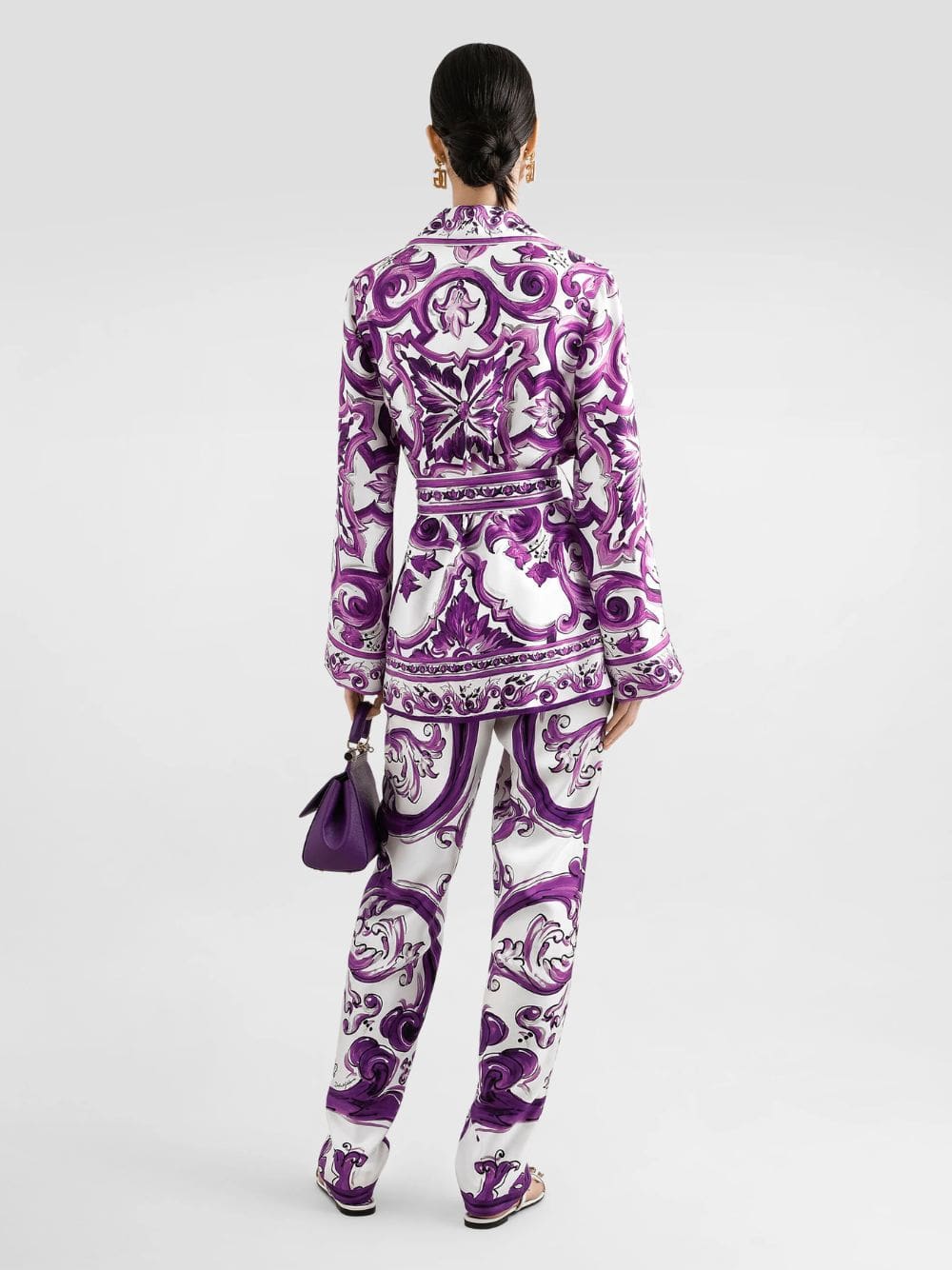 Majolica-Print Twill Shirt with Belt - Image 4