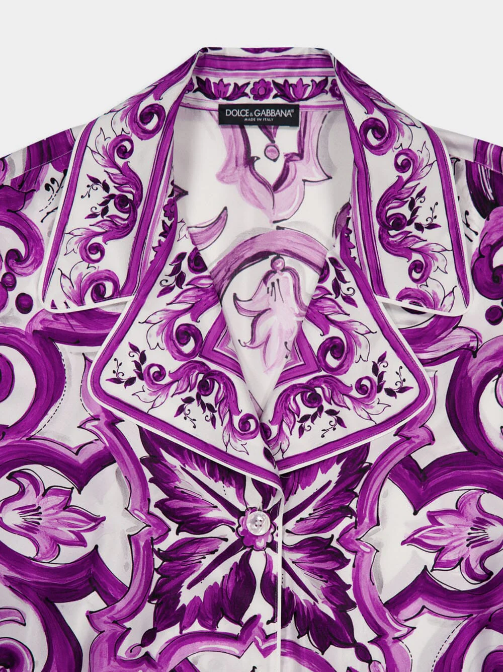 Majolica-Print Twill Shirt with Belt - Image 5