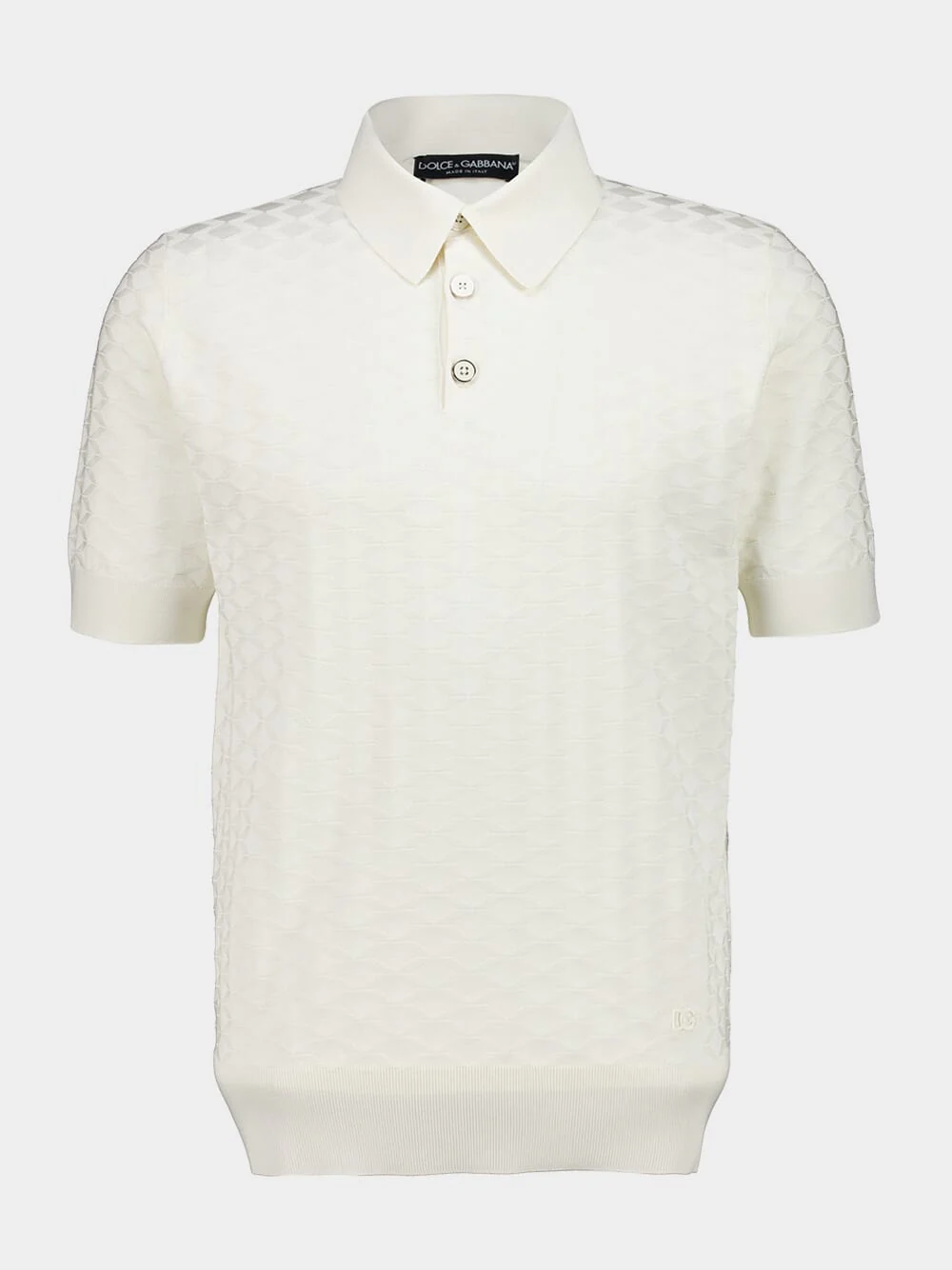 Natural White Short-Sleeve Polo Neck Jumper