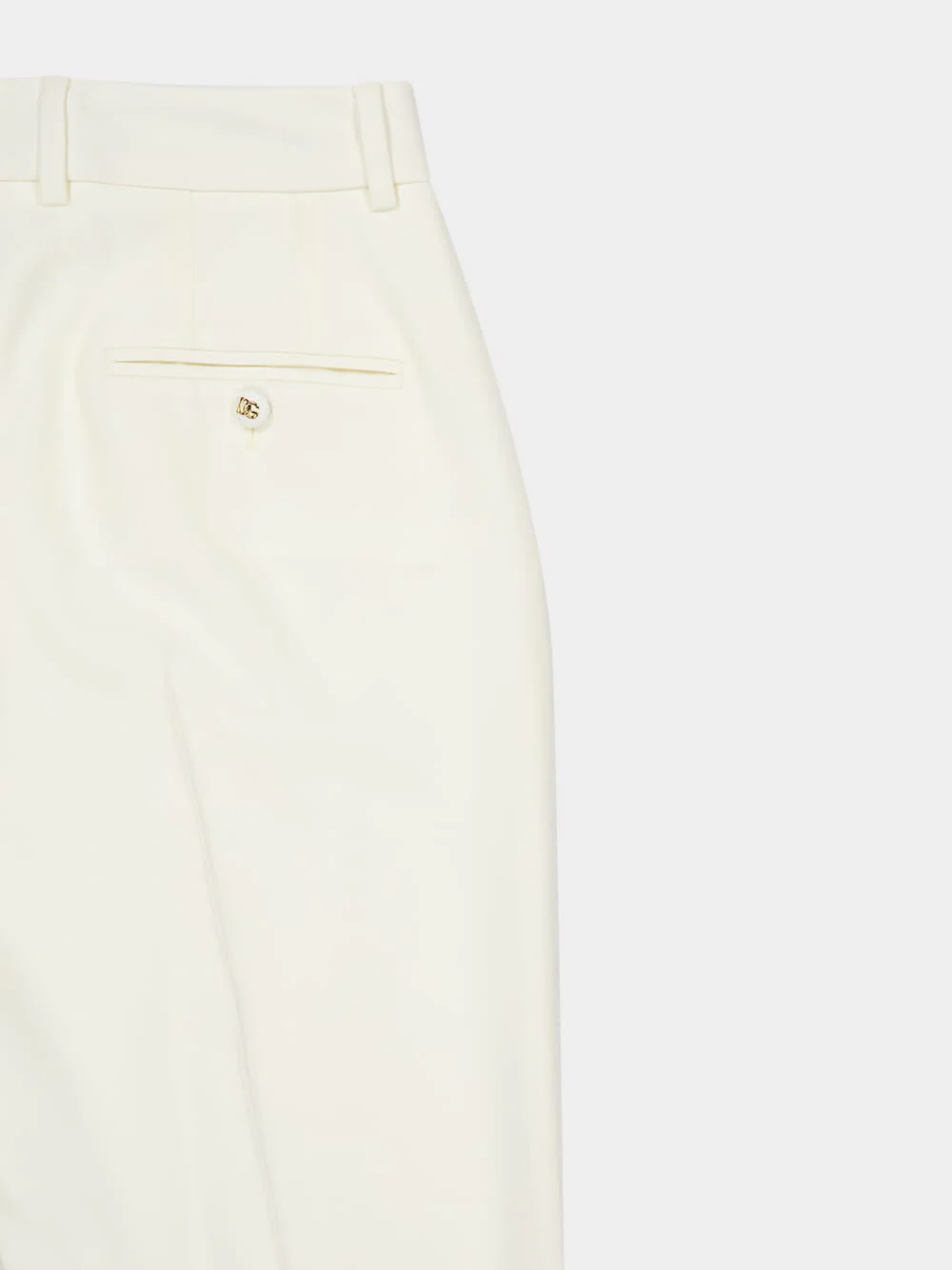 Natural White Wool Tailored Trousers - Image 4