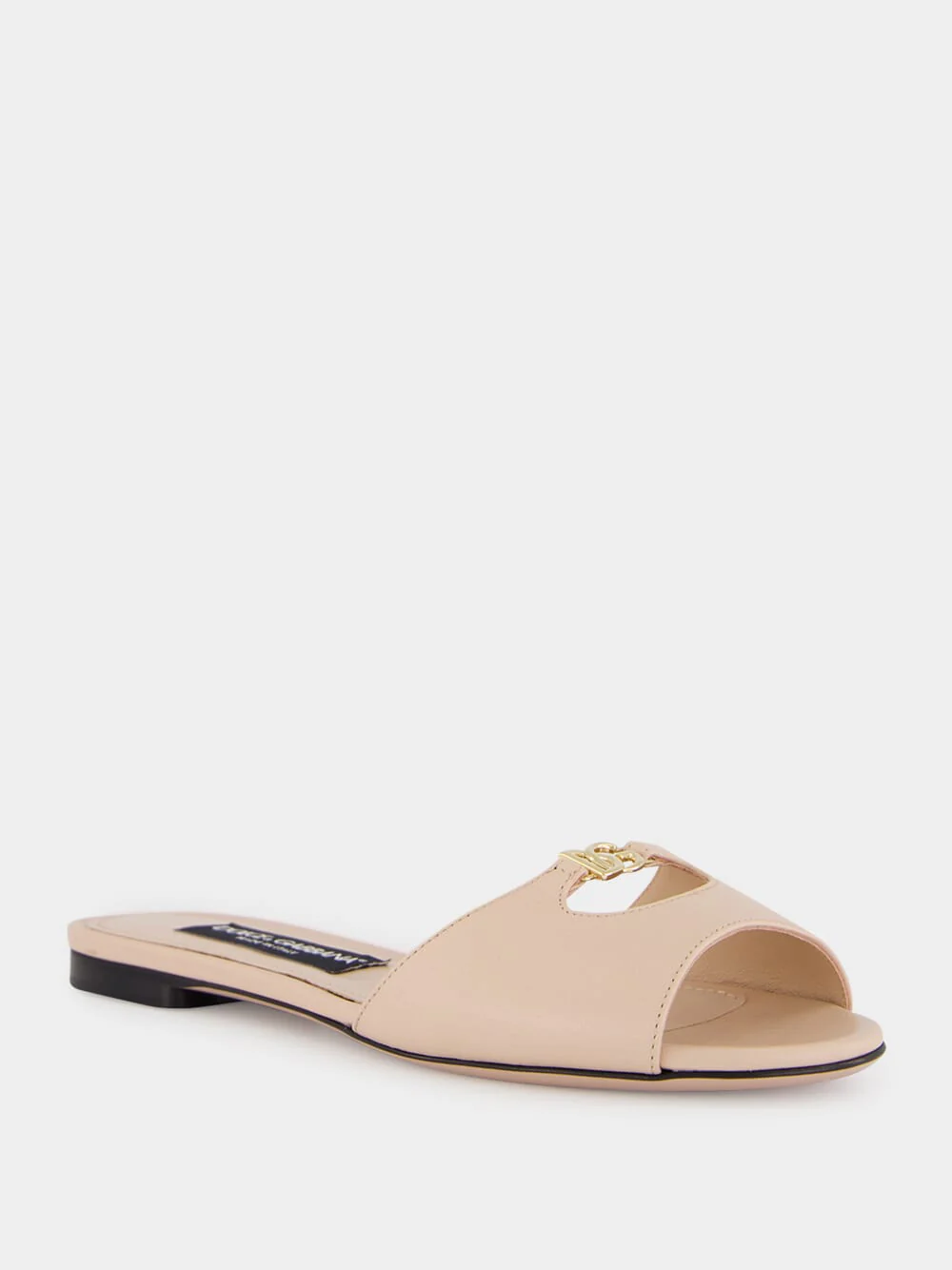 Nude Calf Leather Flat Slides - Image 2