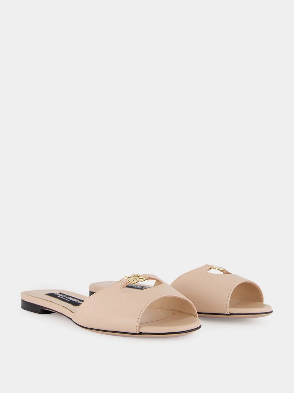 Nude Calf Leather Flat Slides - Image 3