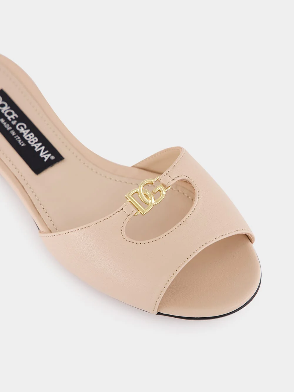 Nude Calf Leather Flat Slides - Image 7