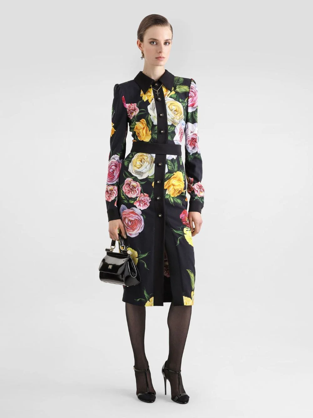 Peony and Rose Calf-Length Cady Shirt Dress