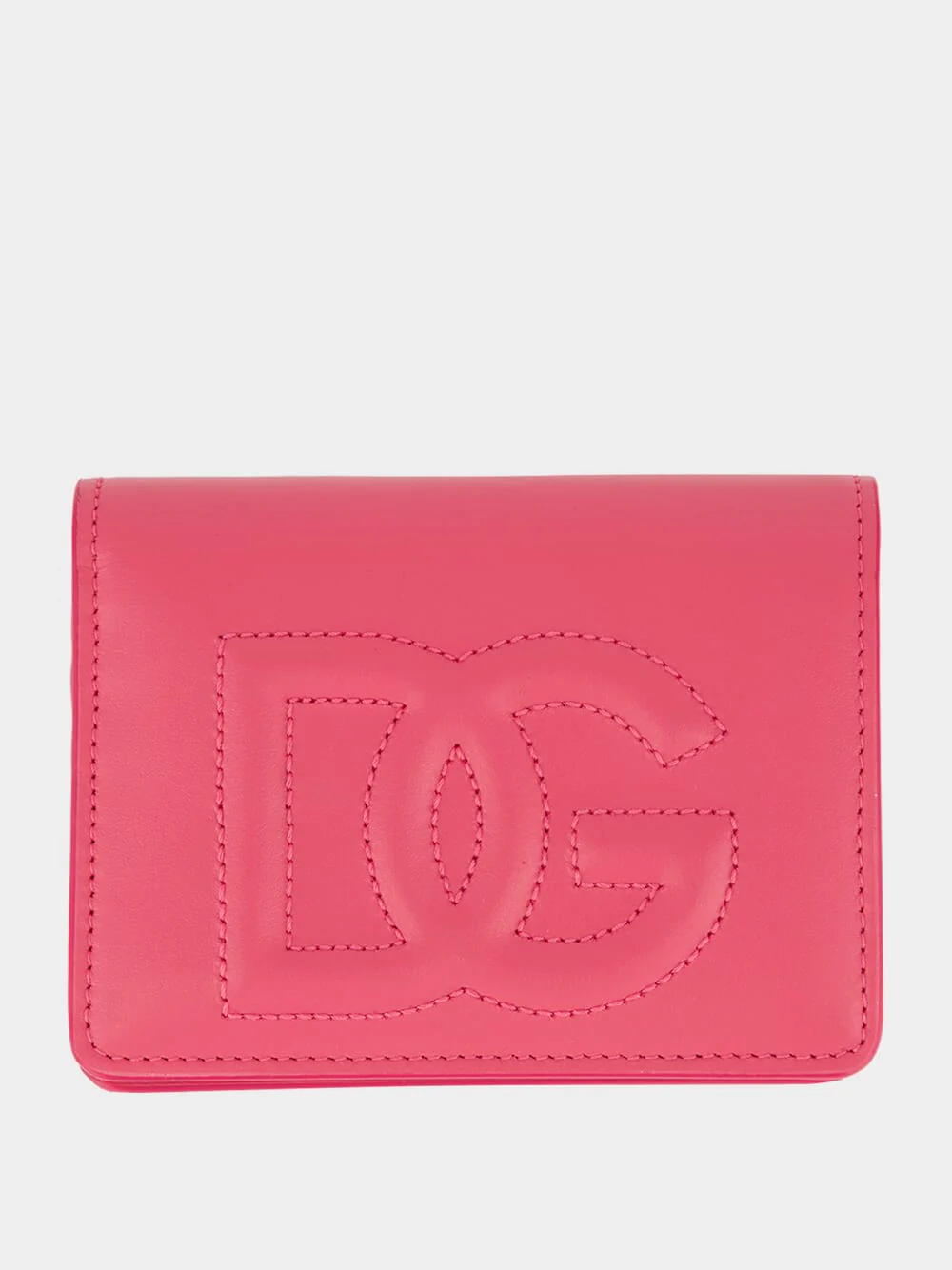 Pink Calfskin DG Logo Compact Wallet